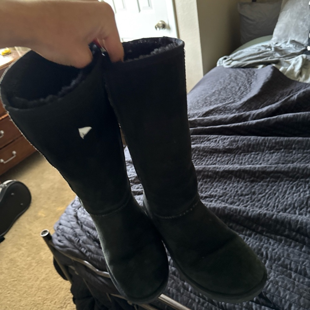 UGG Black Winter Boots Knee-High Suede